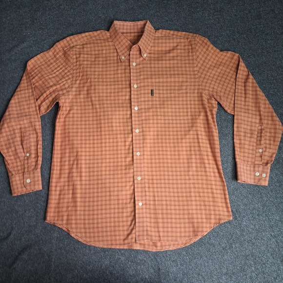 Barbour Other - Barbour Mens Orange Tattersall Check Button Down Shirt Cotton Size Medium Preppy